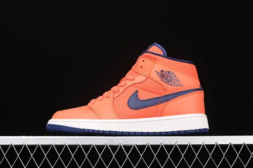 All categories Air Jordan Jordan series basketball shoes Air Jordan 1 Mid Air Jordan 1 Mid AJ1 Joe 1 Zhongbang blue and orange basketball shoes CD7240-801